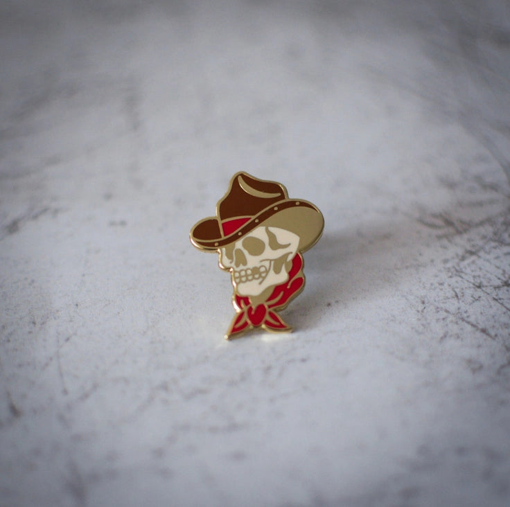 Cowboy Skull Enamel Pin by Rock And Rose Motel