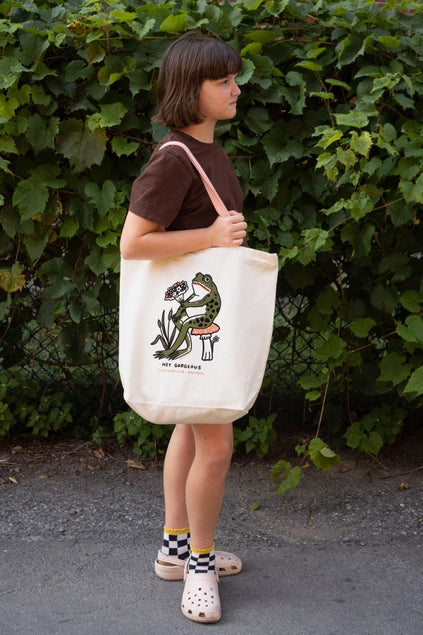 Hey Gorgeous Frog Big Zip Tote by Stay Home Club