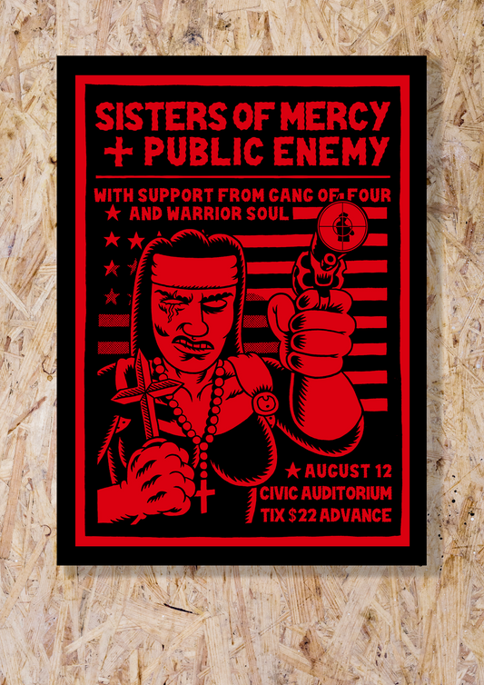 Sisters of Mercy gig poster by Dylan Earnshaw