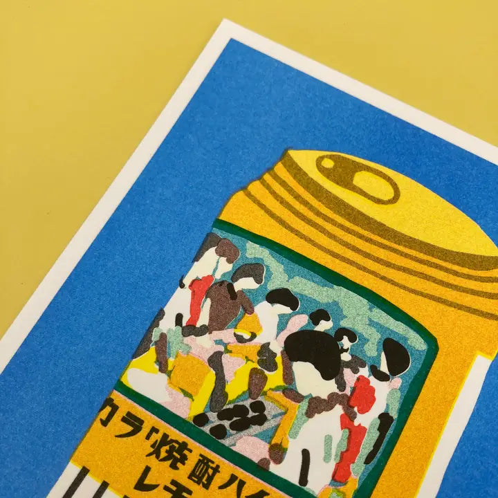 A Can of Chuhai risograph print by We Are Out Of Office