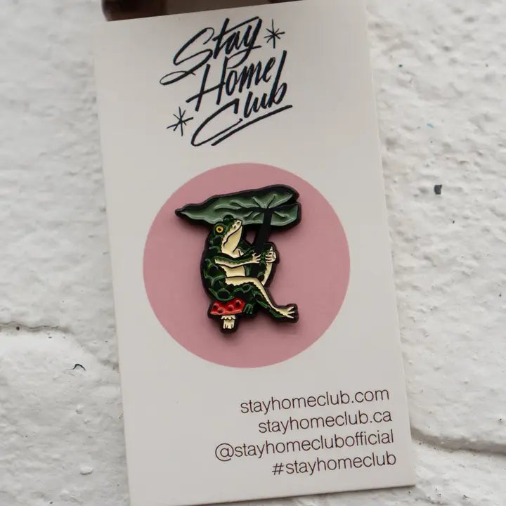 Leaf Umbrella Frog Enamel Pin by Stay Home club