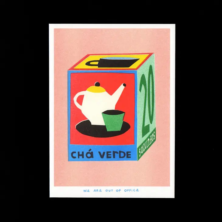 a box of 20 bags of tea risograph print by We are out of office