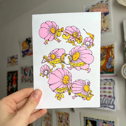 FLOWER MARCH RISOGRAPH CARD by Maddie Fischer
