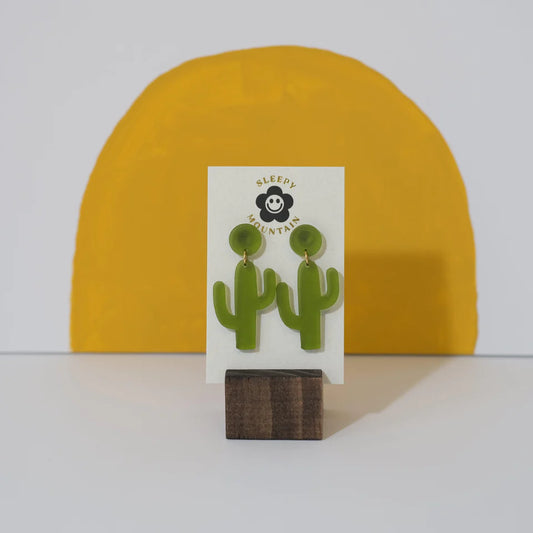 Cactus Earrings - Green Dangles by Sleepy Mountain
