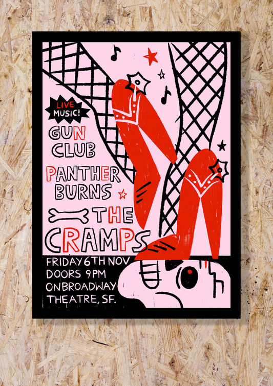 The Cramps gig poster by Pippa Toole