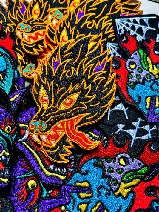 TRADITIONAL WOLF HEAD EMBROIDERED PATCH BY FURIOUS CREATIONZ