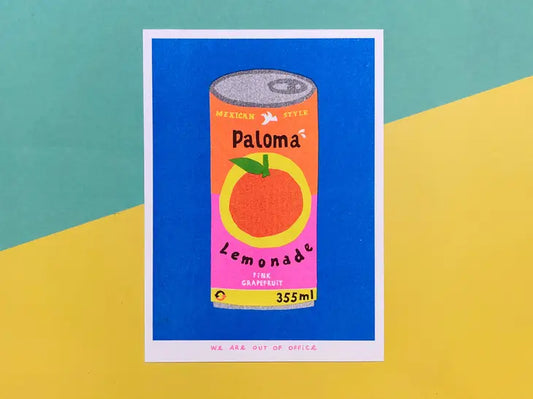 Can of Paloma Lemonade A risograph print by We Are Out Of Office
