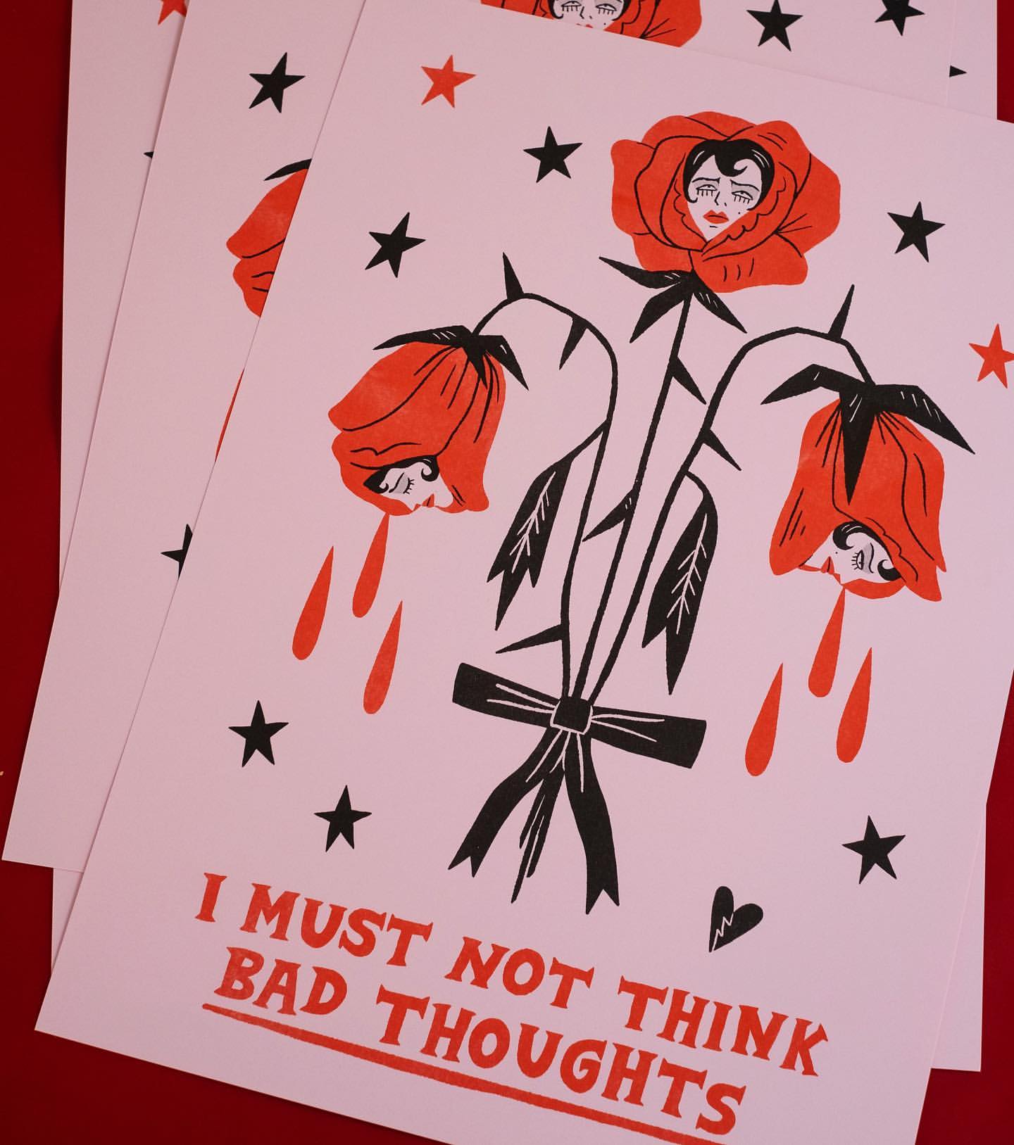 Bad Thoughts A3 Riso Print Pippa Toole