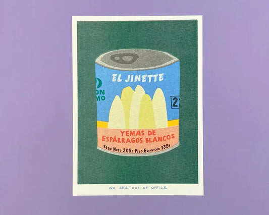 A can of esparragos A risograph print by We Are Out Of Office
