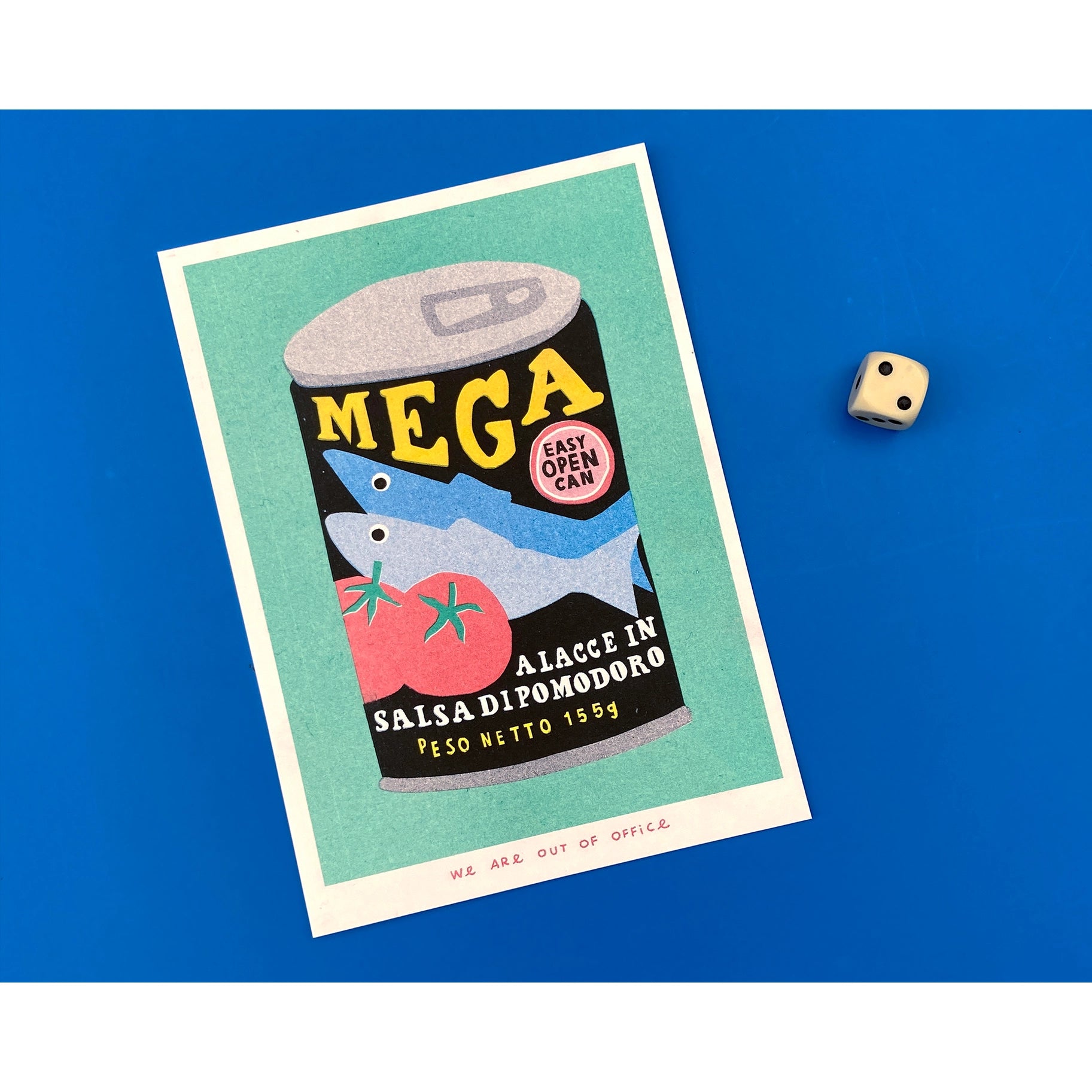a can mega sardines Risograph print by We Are Out Of Office
