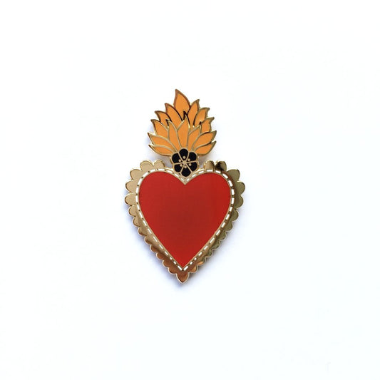 Mexican Sacred Heart Pin - Red by Cousins Collective