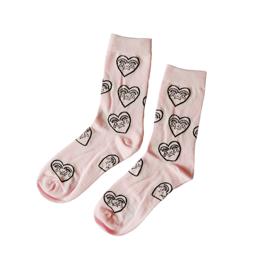 Crying Heart Pink Socks by Cousins Collective