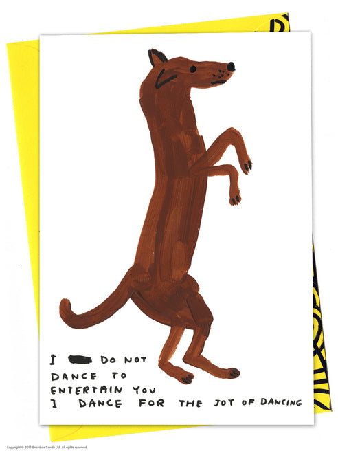 Dancing Dog card by David Shrigley