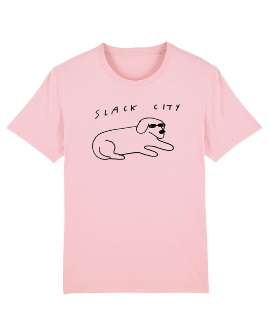 Slack City Cool Dog Pink Tee by Slack City Radio