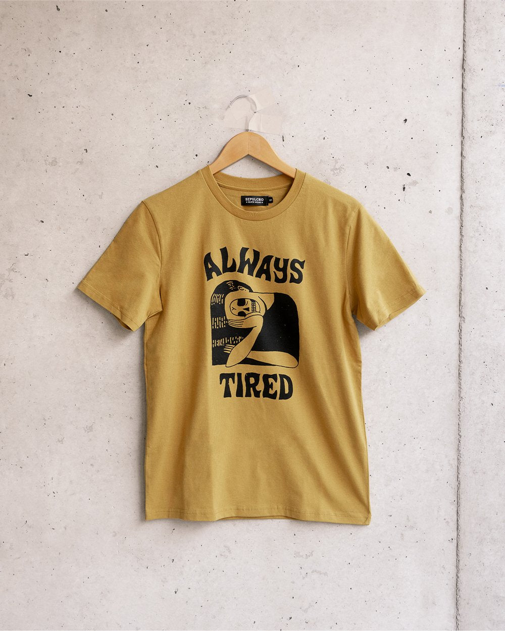 Always Tired Yellow Tee by Sepulcro