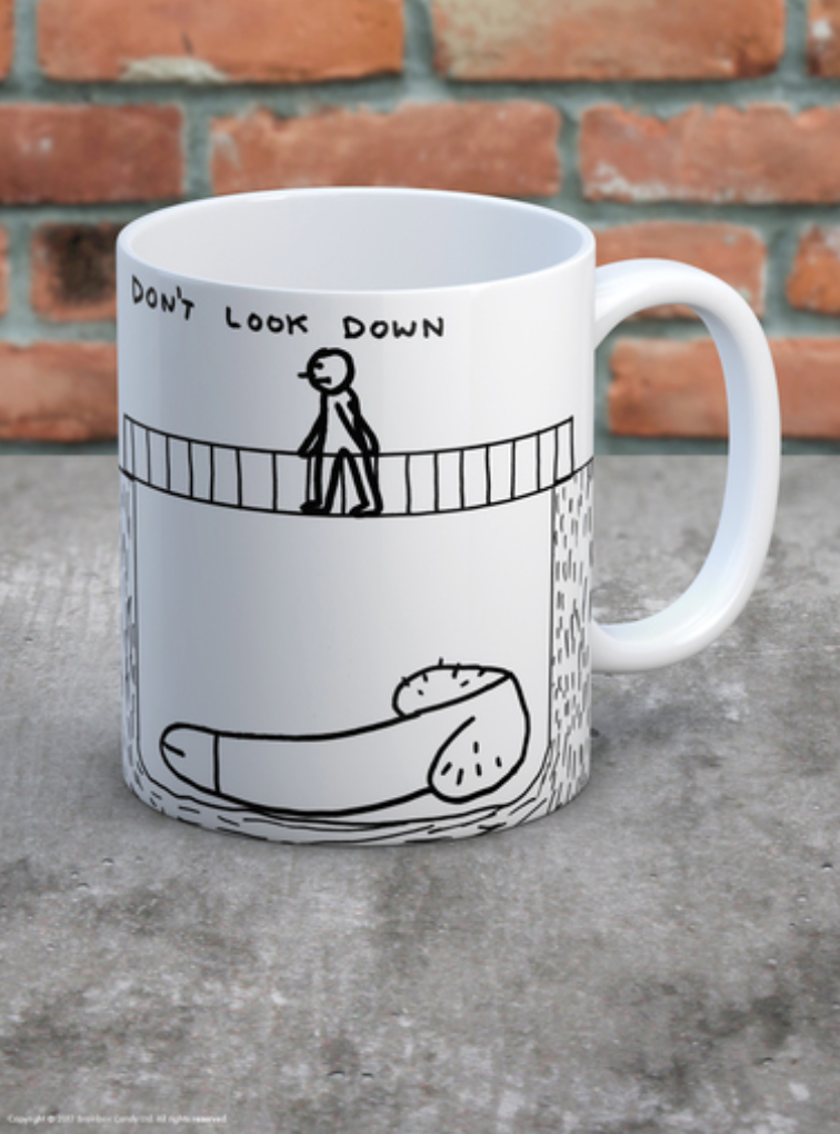 Don't Look Down Mug by David Shrigley