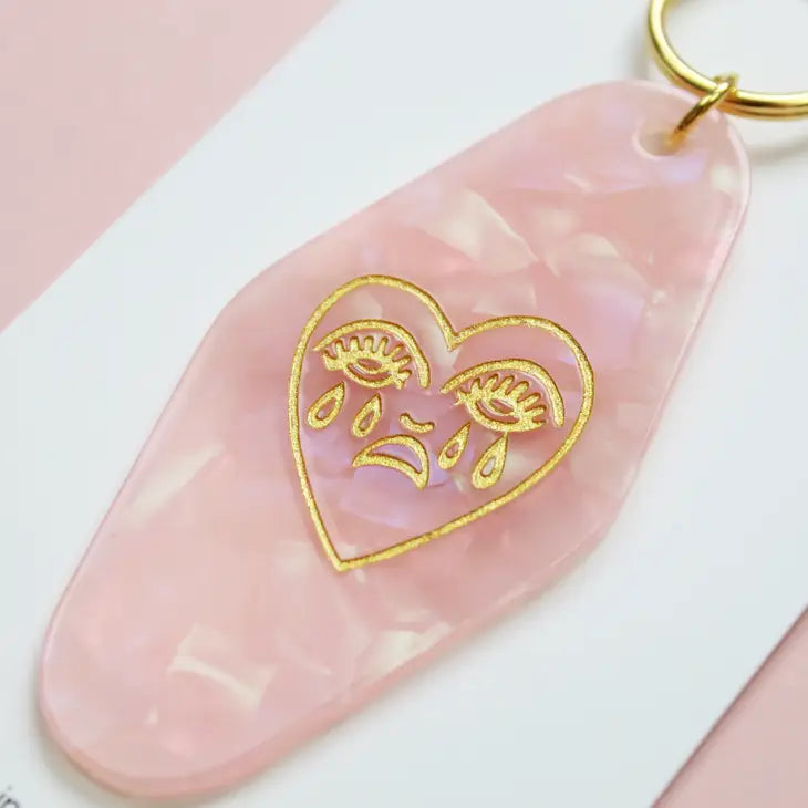 Crying Heart Motel Keytag Keychain - Pink Marble by Cousins Collective