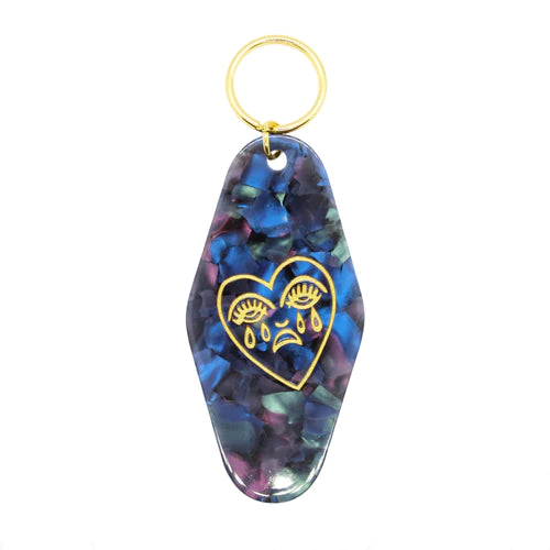Crying Heart / Hopeless Romantic Motel Keytag - Black by Cousins Collective