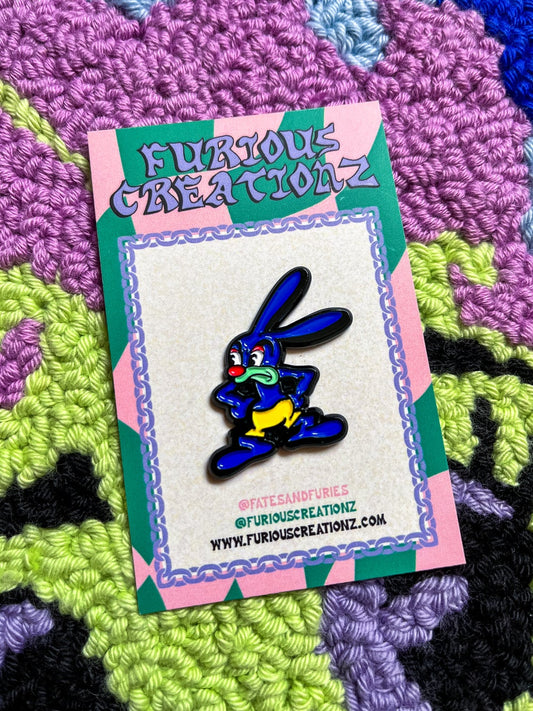 Oswald The Rabbit Blue Enamel Pin by Furious Creationz